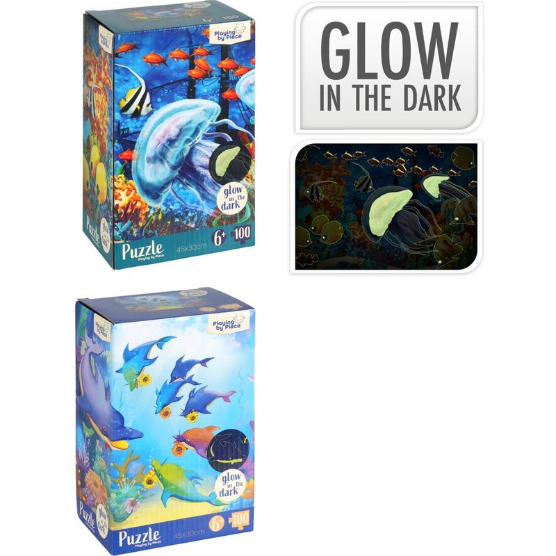 Jigsaw Puzzle Sea Animals 100 Pieces | Luminous Effect | 2 Designs