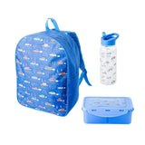 Backpack | Lunch Box | Bottle Blue With Cars