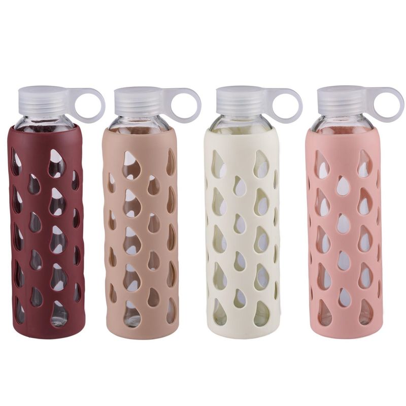 Alpina Drikkeflaske i Glass 500ml | Silikontrekk i 4 Farger
