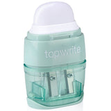 Double pencil sharpener with container and eraser