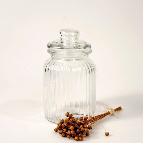 Glasskrukke med lokk 1L | Rillete mønster