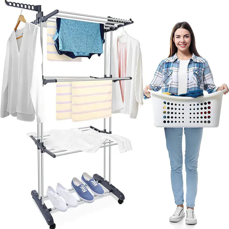Drying rack 3 levels | Foldable &amp; with wheels | Ultra Clean