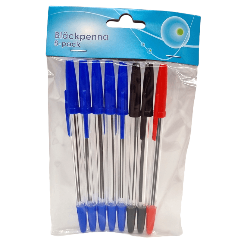 Ballpoint pens 8pk Blue/Black/Red