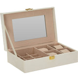 Jewelry Box Velvet 16 Compartments with Mirror | White | Elegant Storage